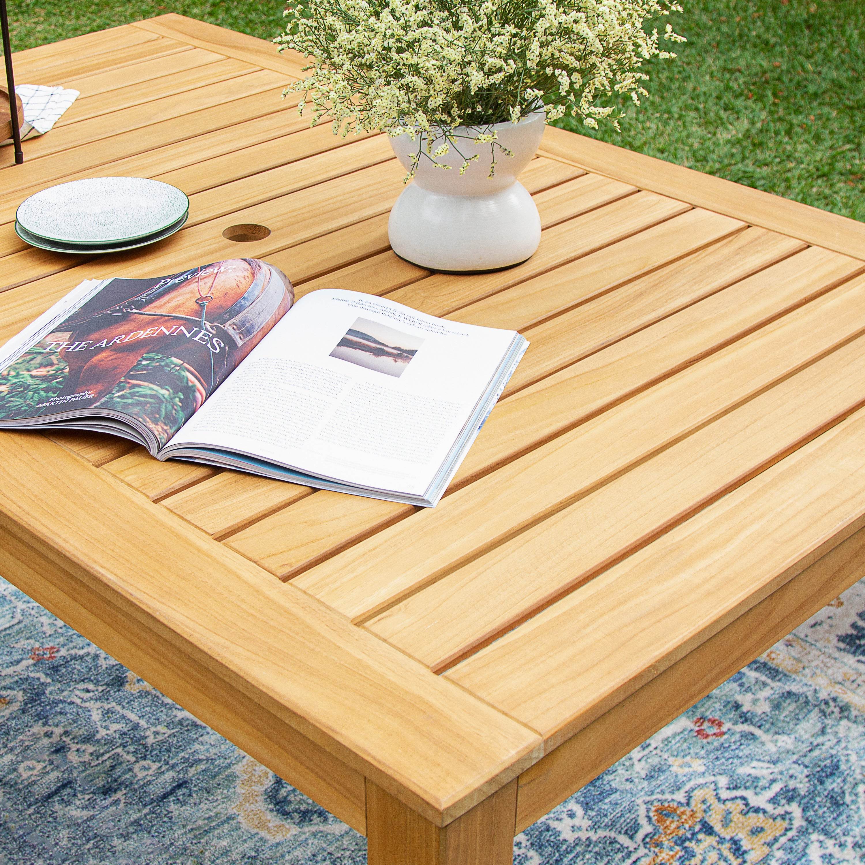 Sydney Teak Wood 7 Pieces Outdoor Dining Set with Rectangular Dining Table - Image 10