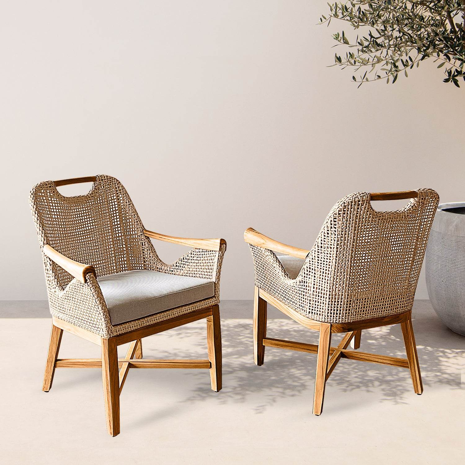 Sydney Teak Wood 5 Pieces Outdoor Dining Set with Rectangular Dining Table - Image 6