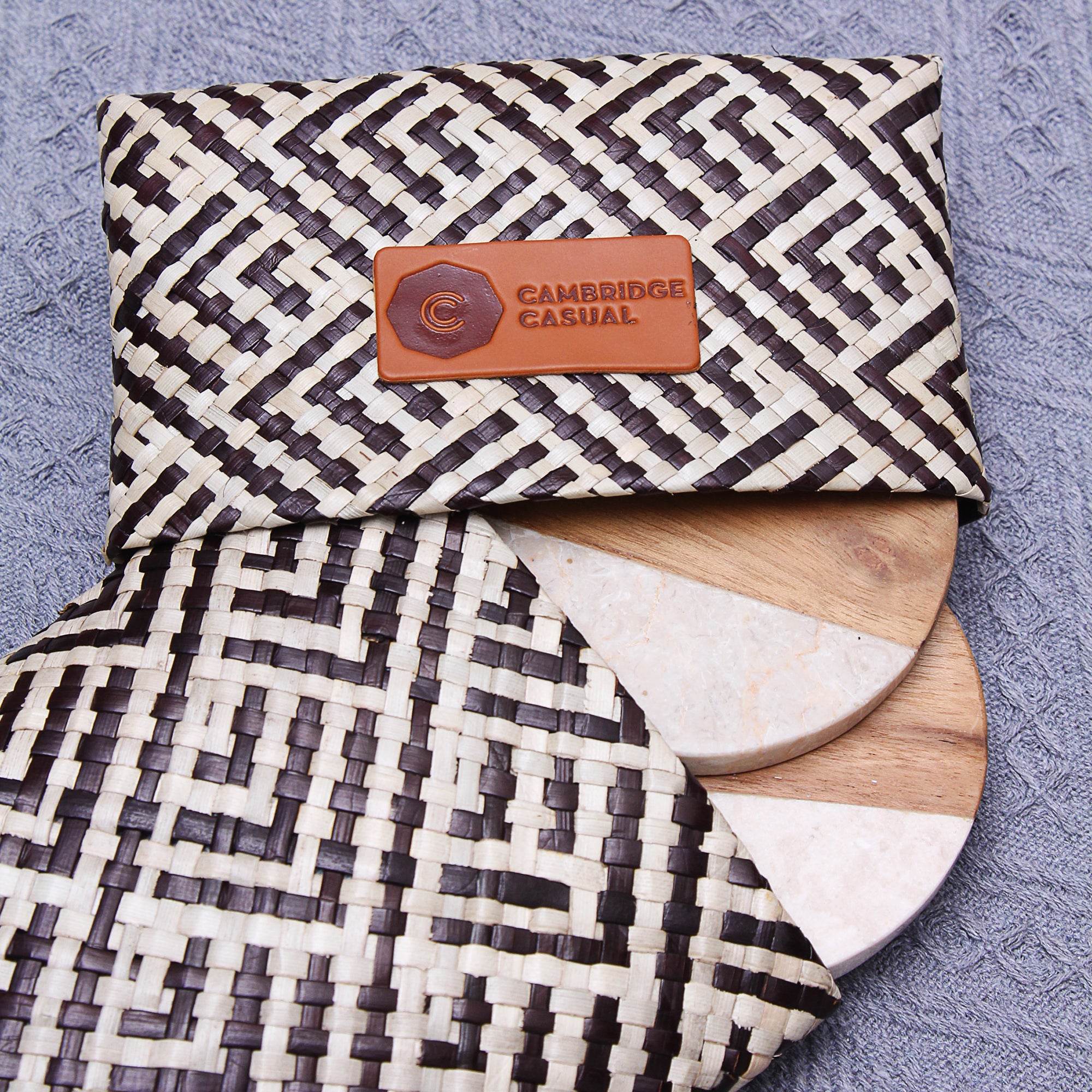 Teak Brown Marble Round Coaster Set of 2 - Image 3