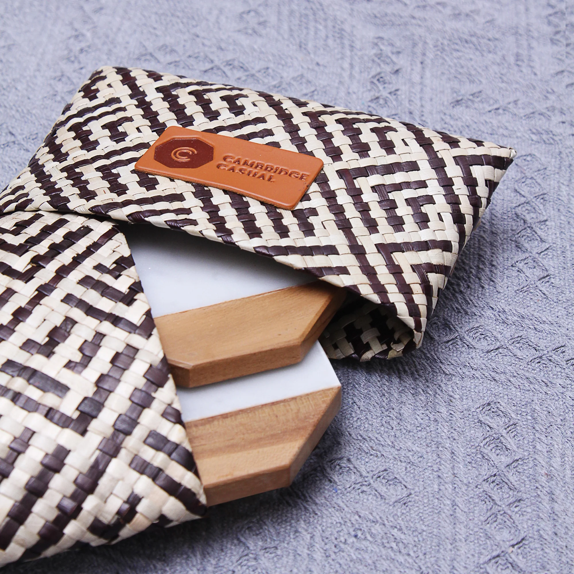 Teak Marble Octagon Coaster Set of 2 - Image 3