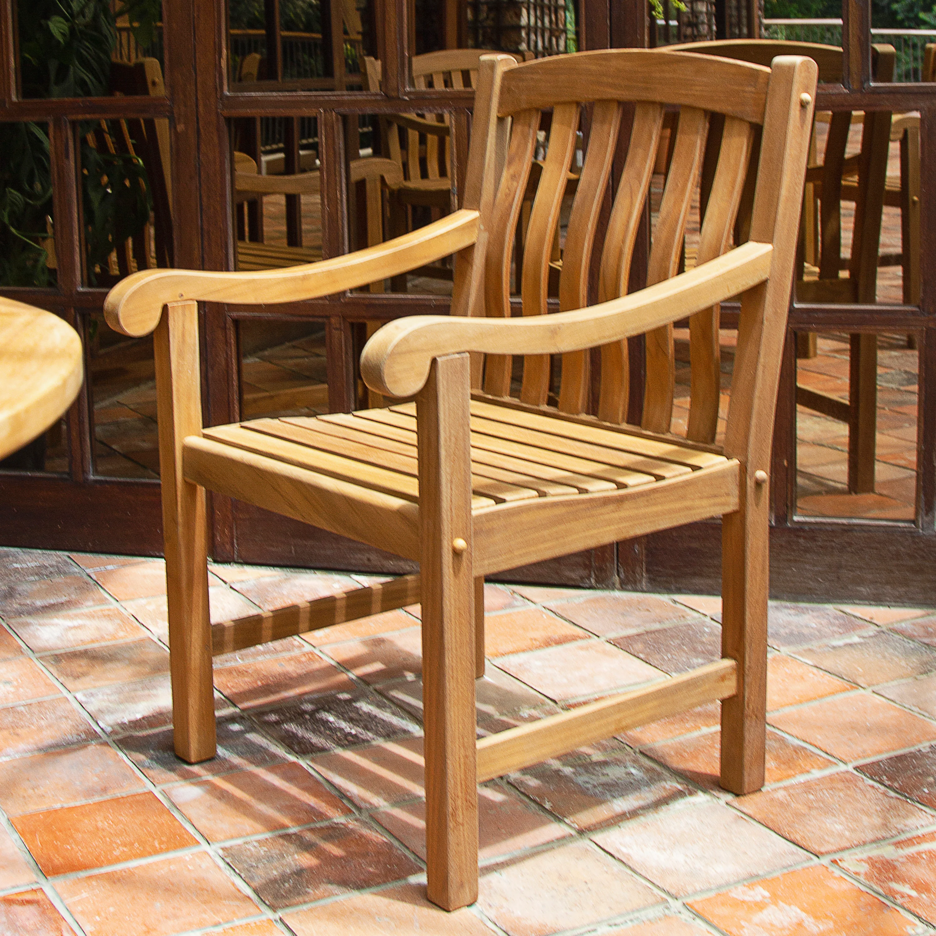 Vermont 5 Piece Teak Wood Outdoor Dining Set - Image 3