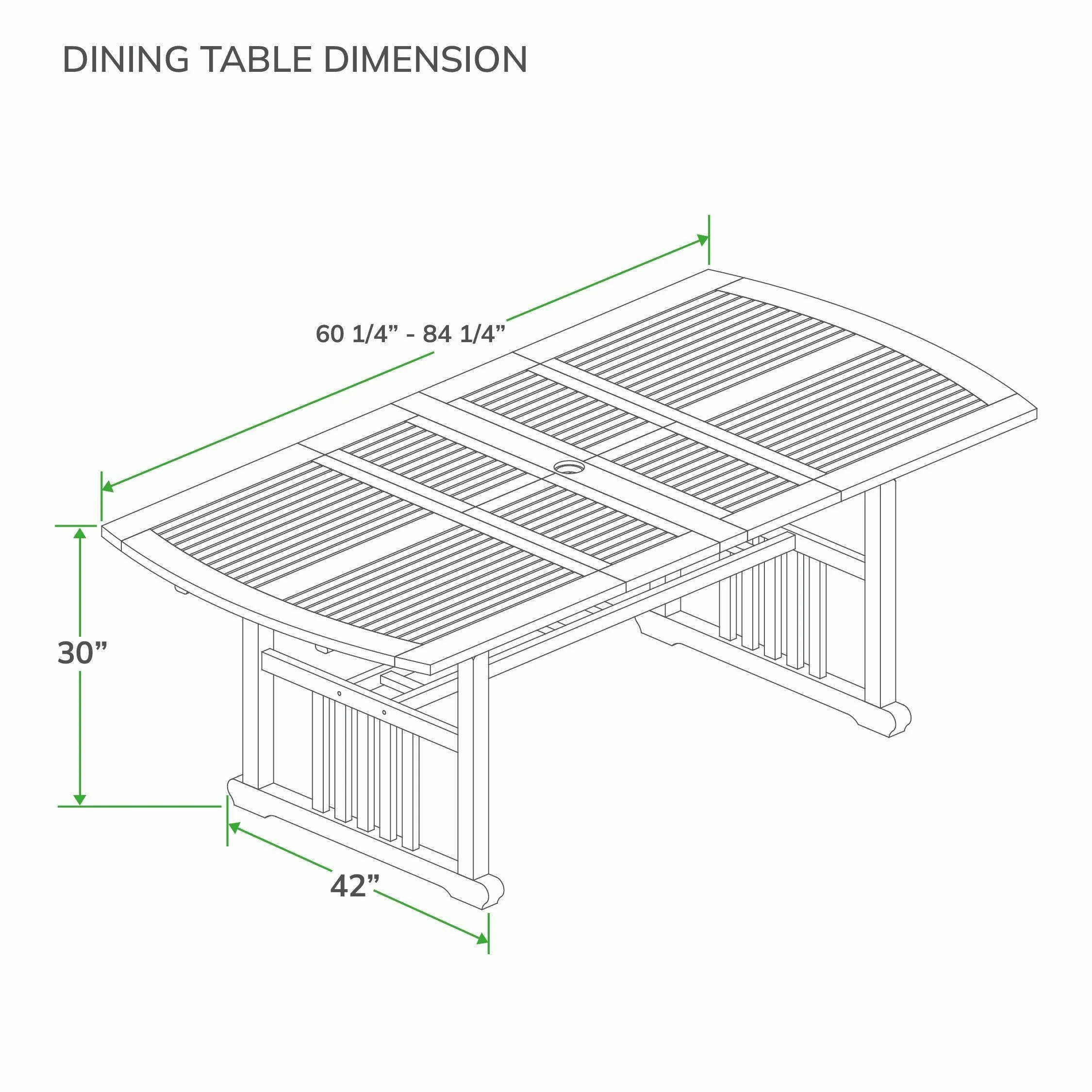 Vermont 7 Piece Teak Wood Outdoor Dining Set - Image 12