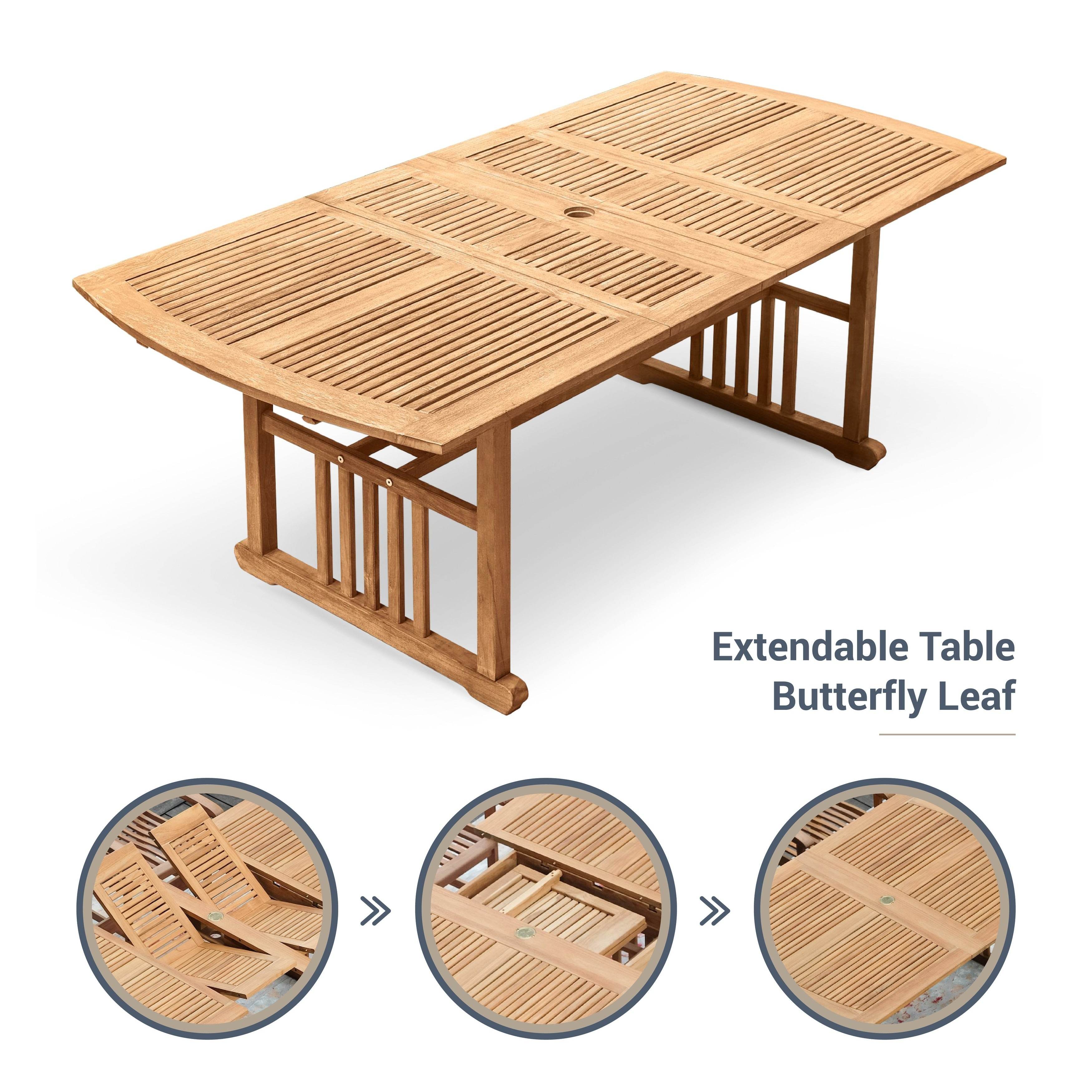 Vermont 7 Piece Teak Wood Outdoor Dining Set - Image 5