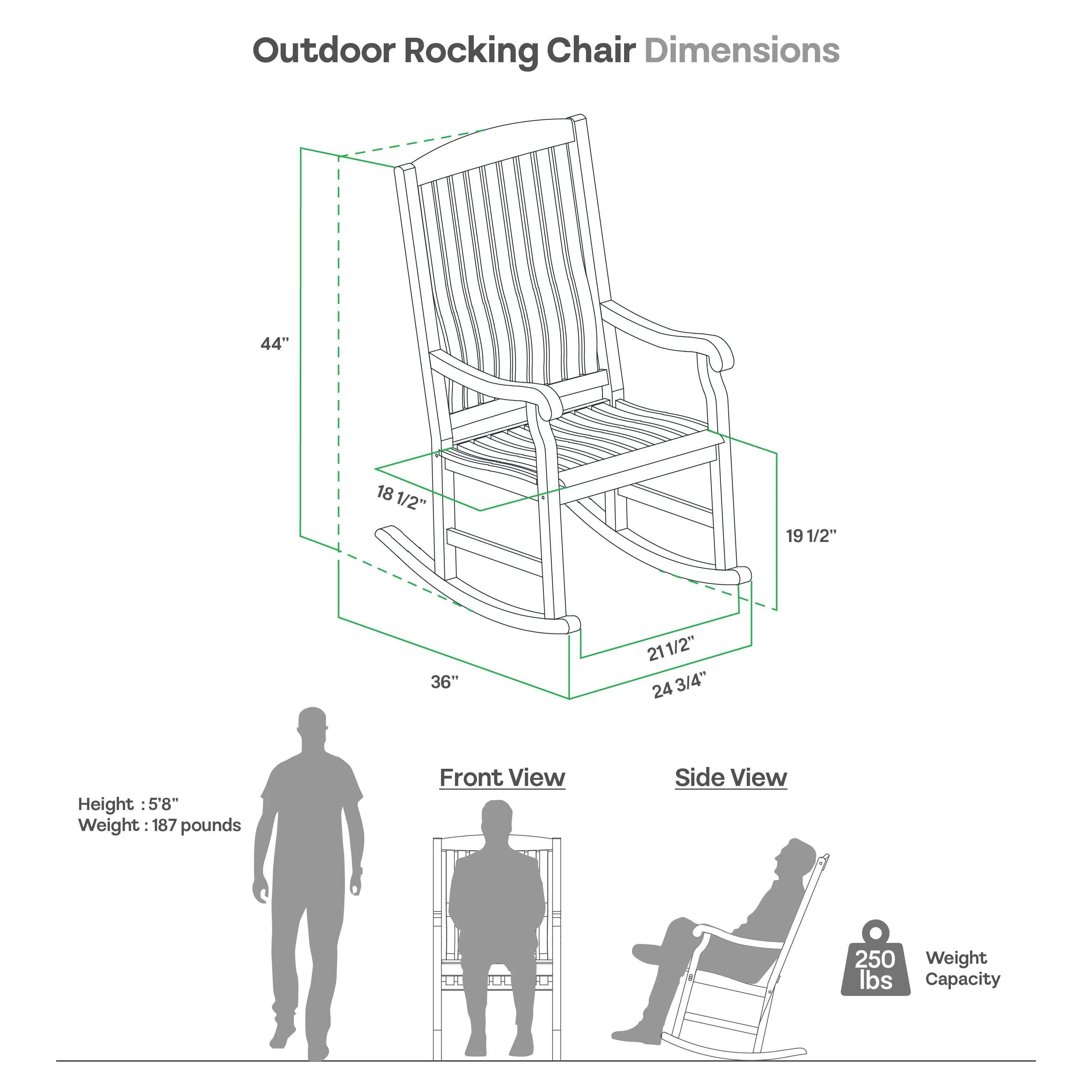 Vermont Teak Wood Porch Rocking Chair - Image 10