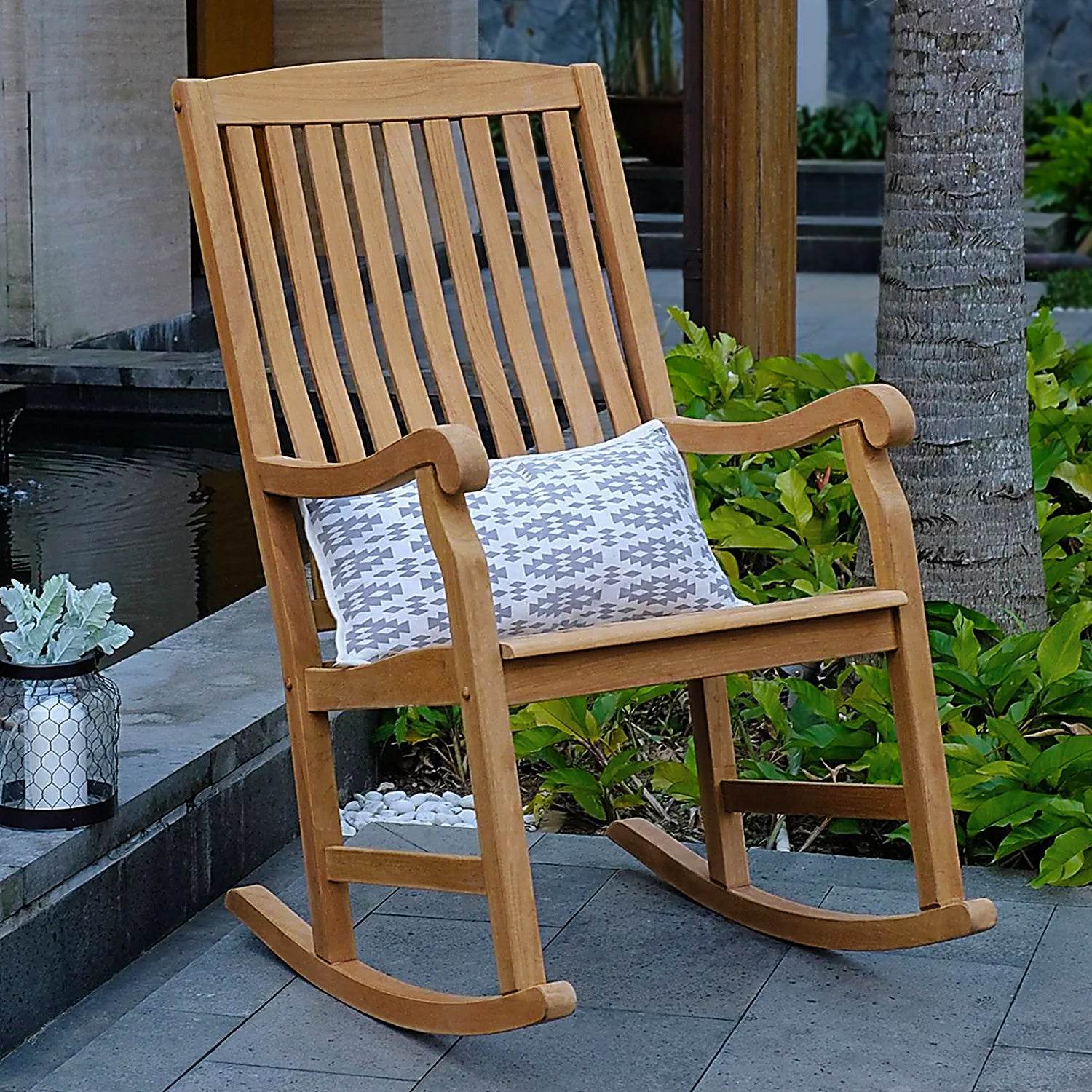 Vermont Teak 3 Piece Patio Rocking Conversation Set - Image 3
