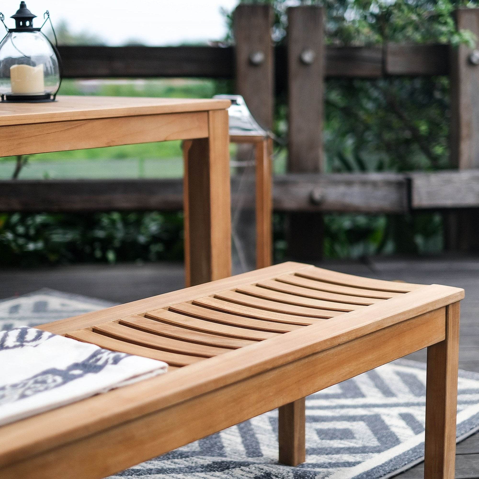 Vermont Teak Wood 3 Pieces Outdoor Picnic Dining Set - Image 9
