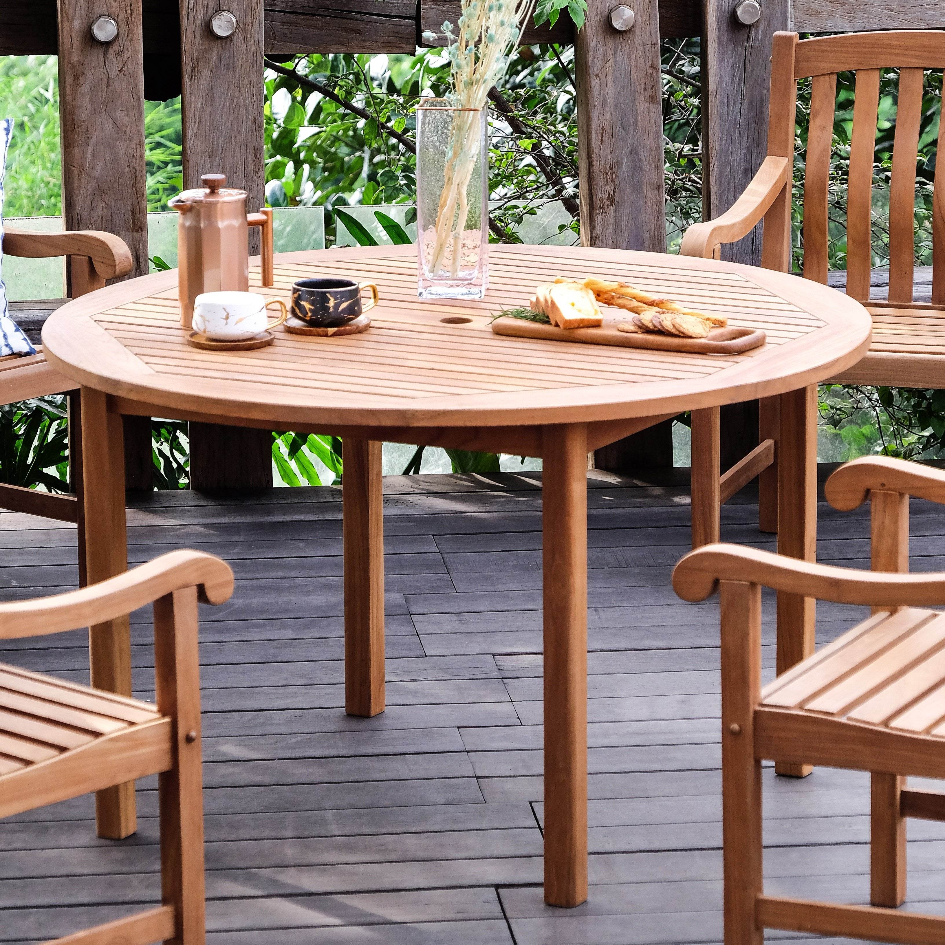 Vermont Teak Wood 5 Piece Outdoor Dining Set - Image 6