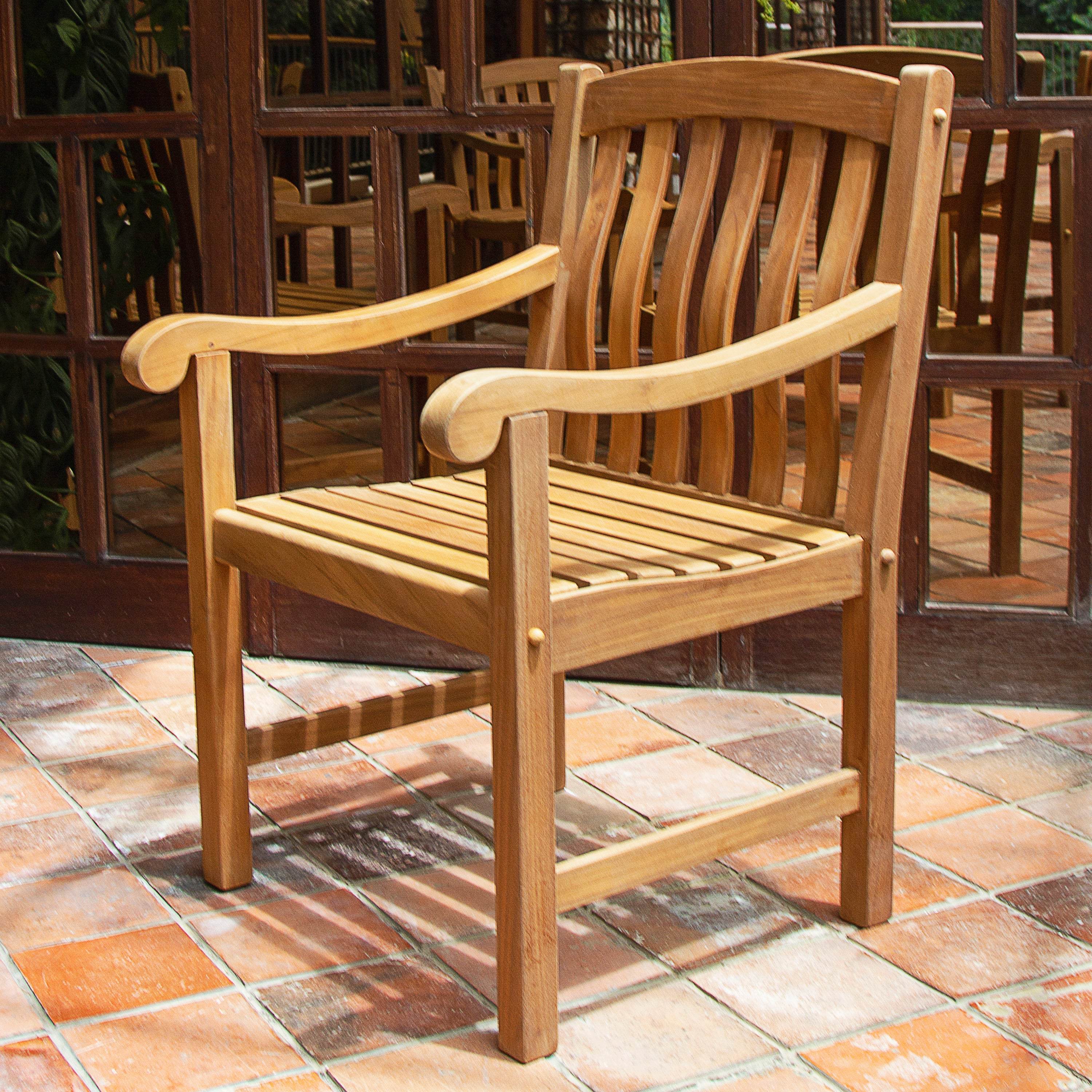 Vermont Teak Wood 5 Piece Outdoor Dining Set - Image 8