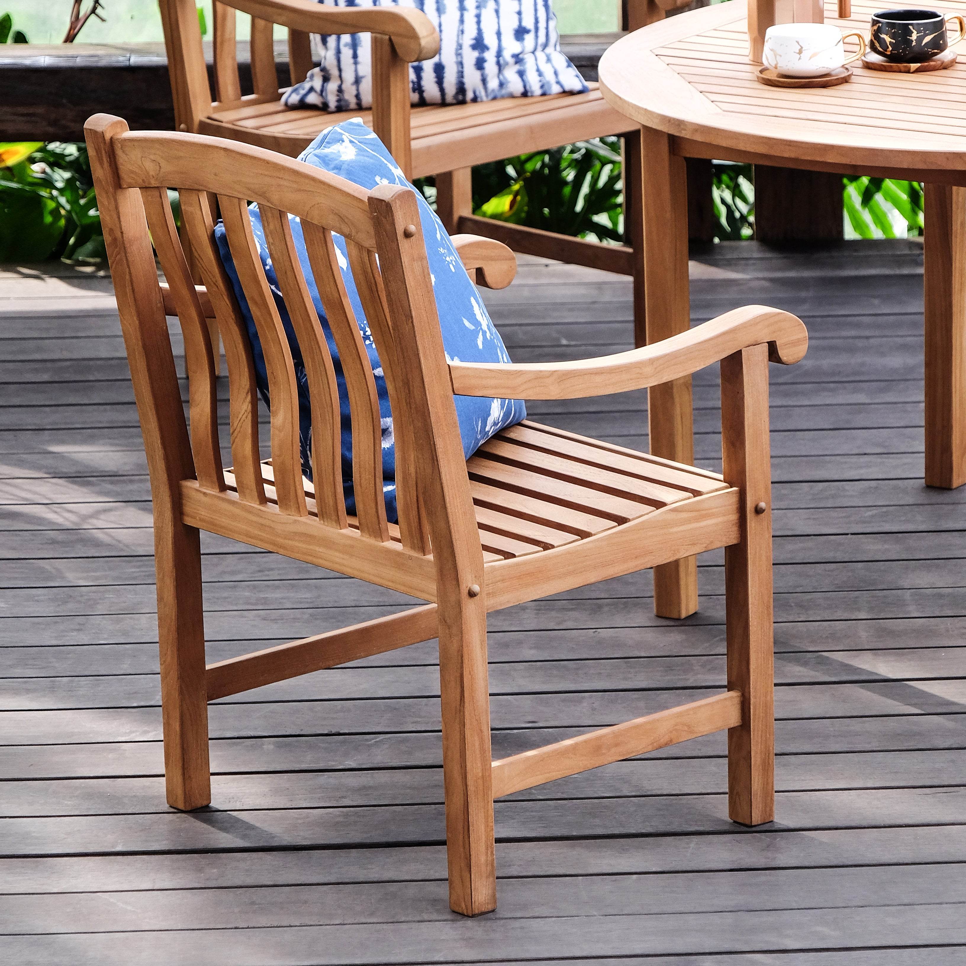 Vermont Teak Wood 5 Piece Outdoor Dining Set - Image 9