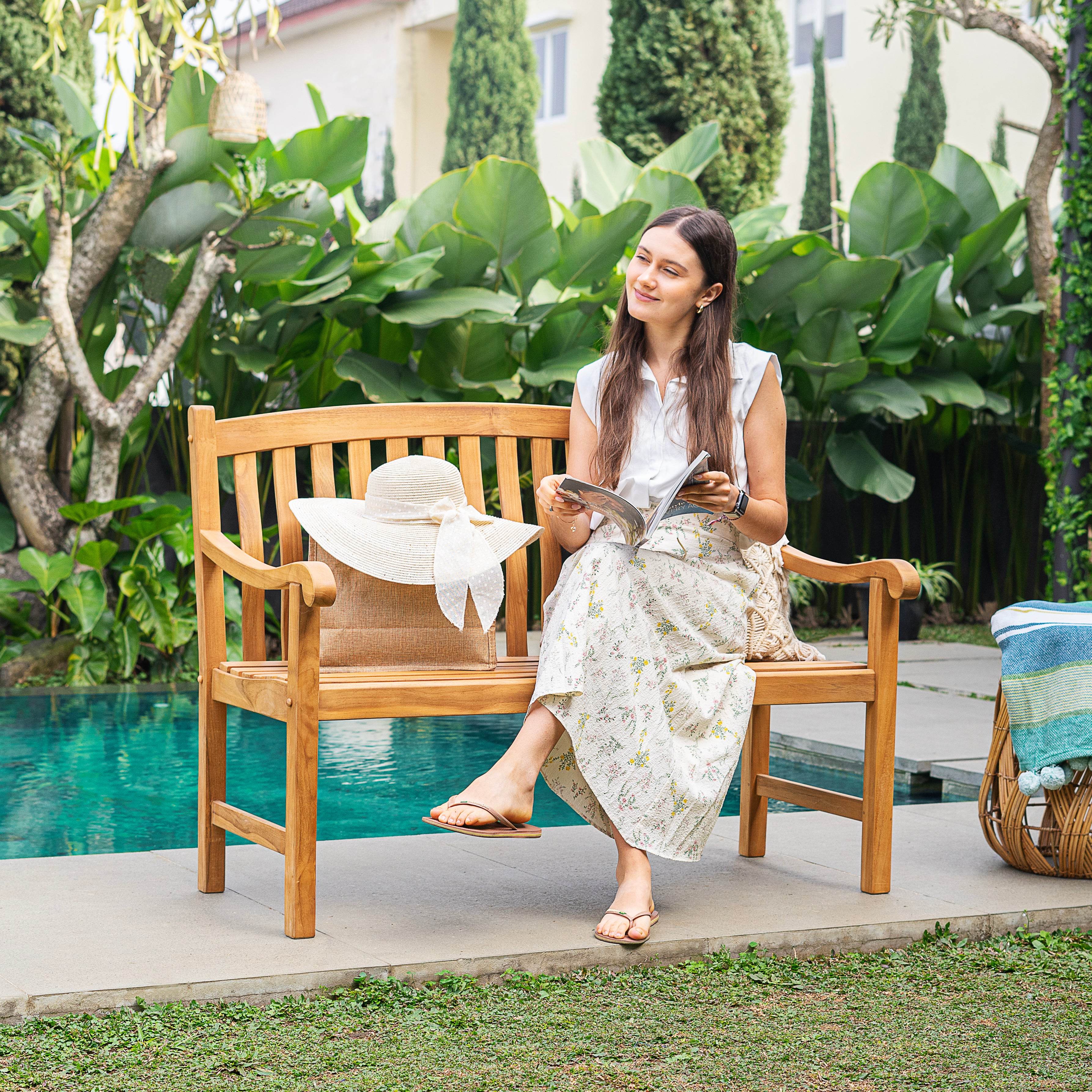 Vermont Teak Wood Outdoor Bench - Image 3