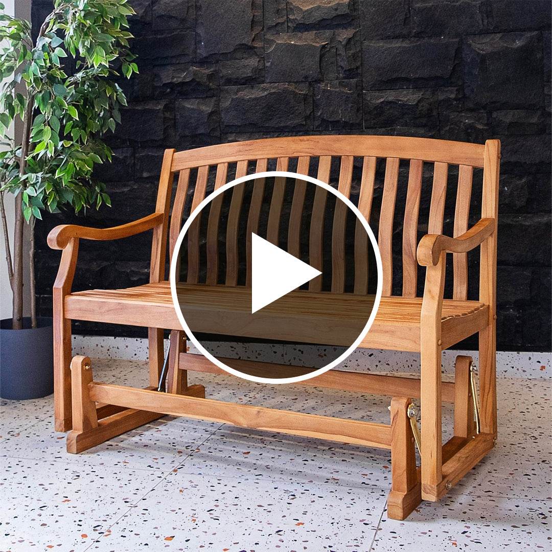 Vermont Teak Wood Outdoor Glider Bench - Image 4