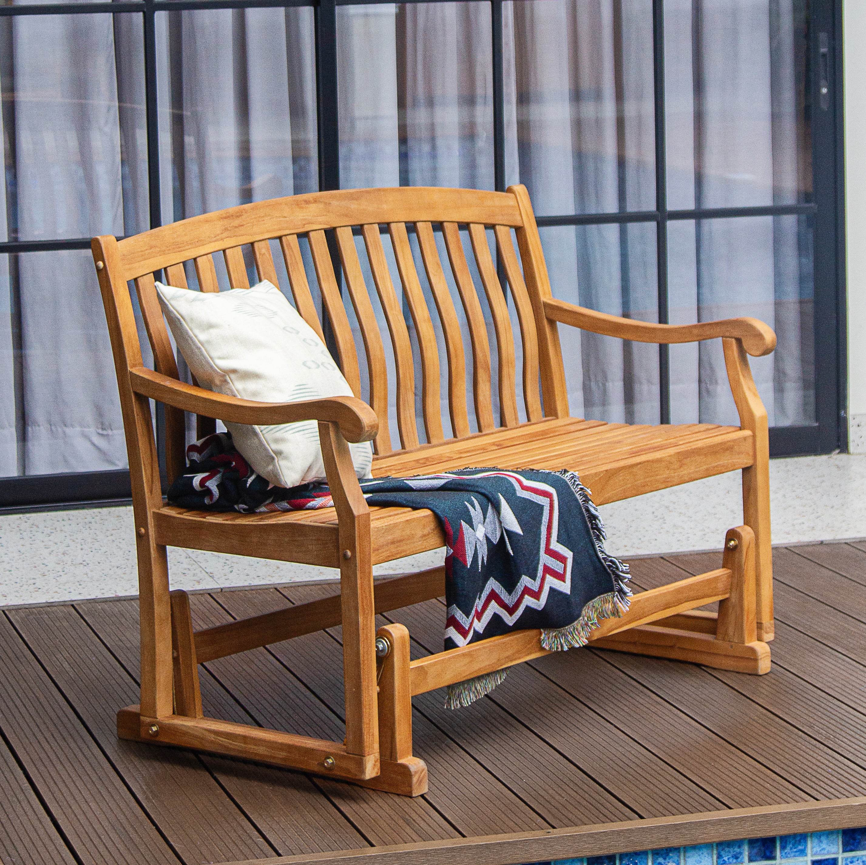 Vermont Teak Wood Outdoor Glider Bench - Image 5