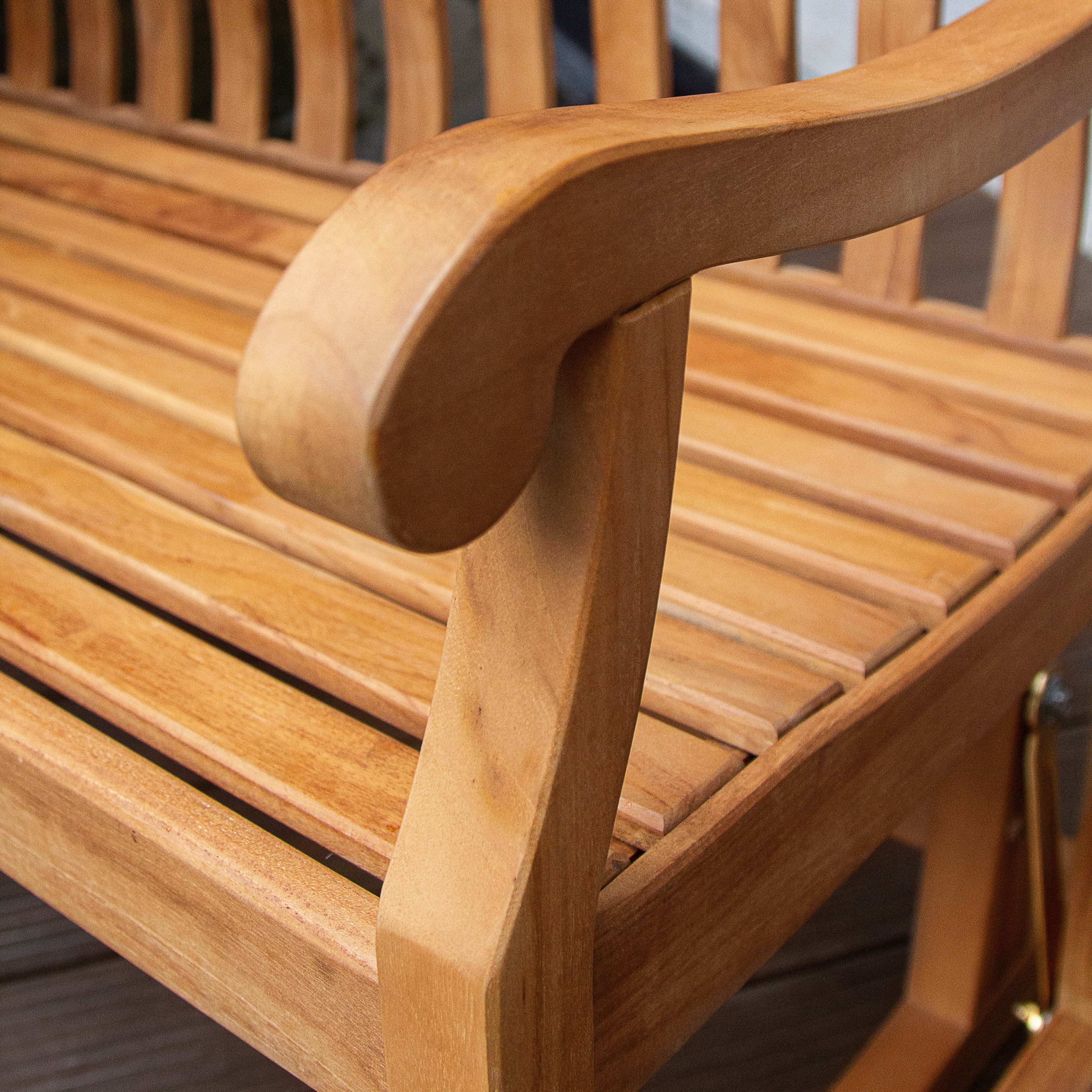 Vermont Teak Wood Outdoor Glider Bench - Image 9