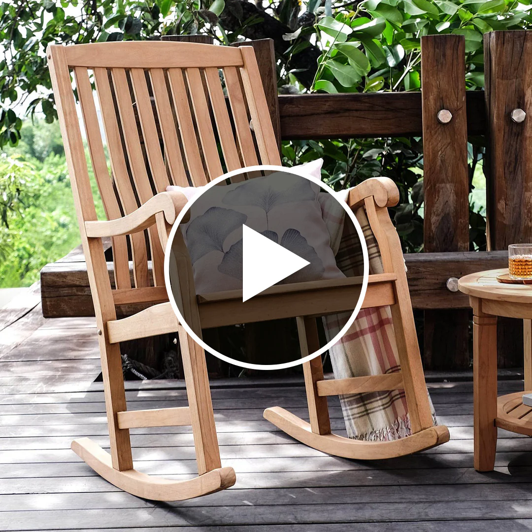 Vermont Teak Wood Porch Rocking Chair - Image 5