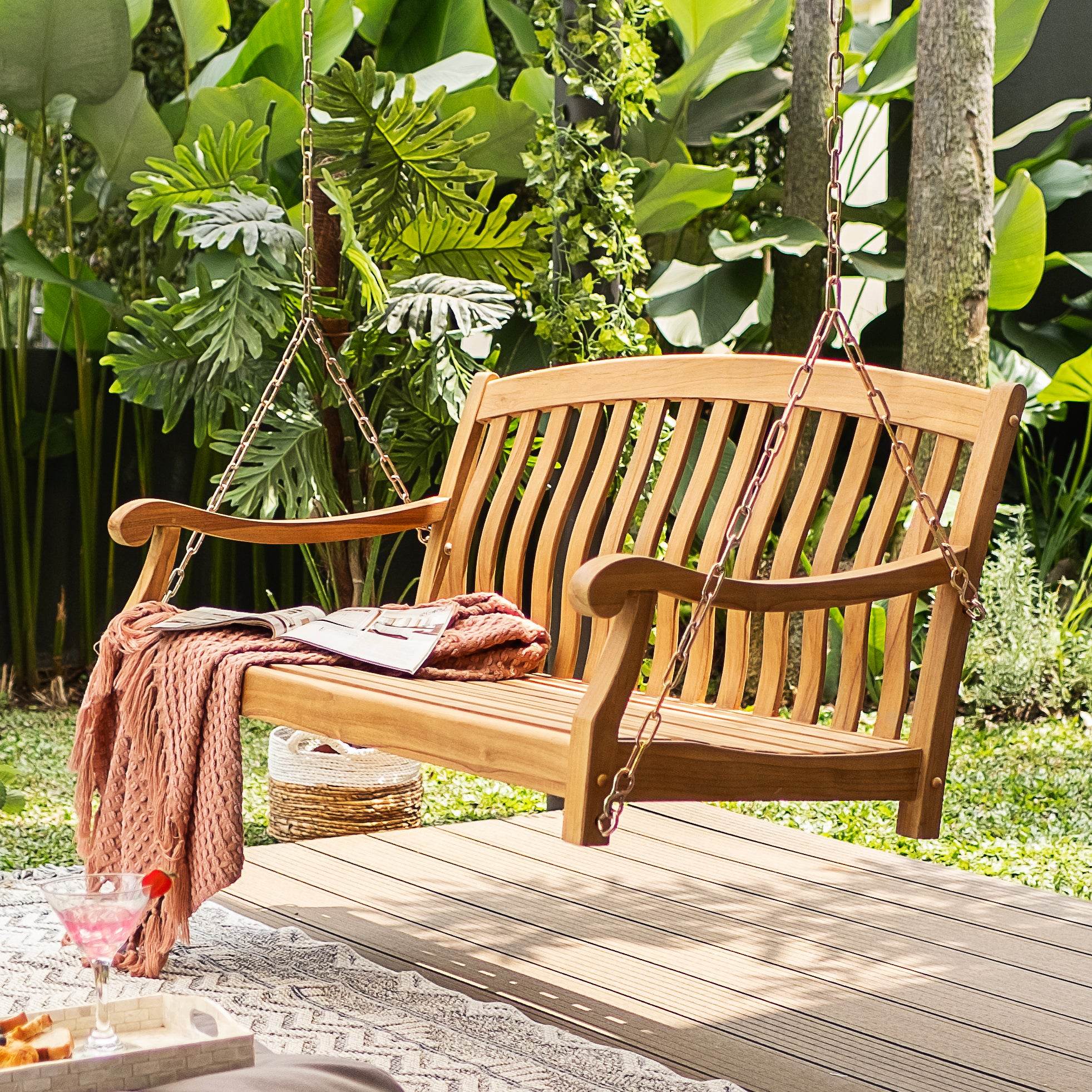 Vermont Teak Wood Porch Swing - Image 3