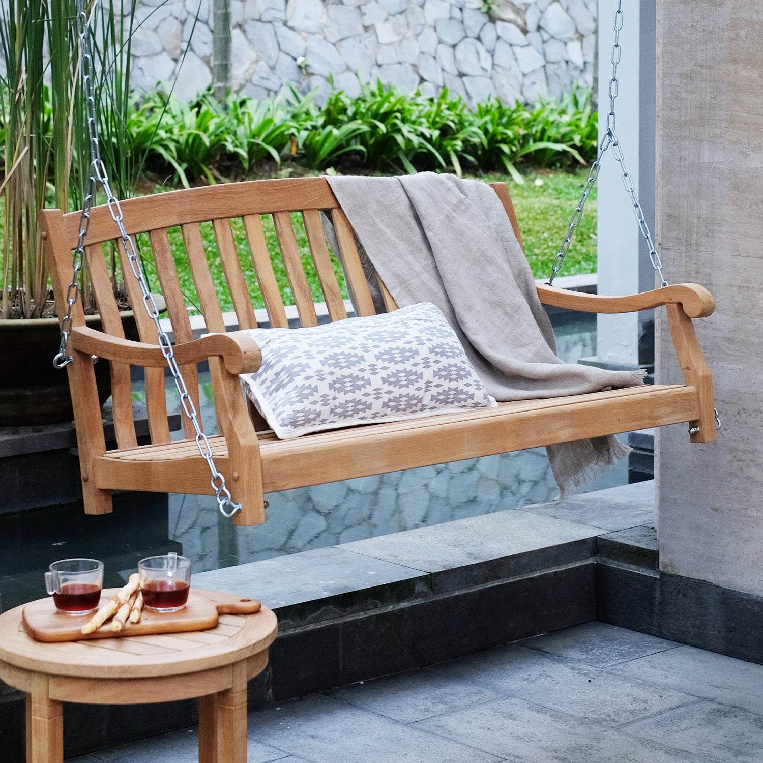 Vermont Teak Wood Porch Swing - Image 7
